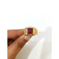 10K Real Gold Red CZ Square Ring Mens Signet Pinky Bold Statement Ring