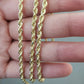 Real 10k Gold Rope chain 3mm 4mm Necklace 10KT yellow Gold 16-30" Diamond Cut
