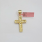14k Yellow Gold Cross Nugget Pendant Jesus Crucifix 1.5 Inch 14kt Charm Men REAL
