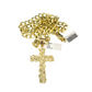 10k Real Gold Cuban Curb Chain Nugget Christ Cross Pendant SET 8mm Necklace Men