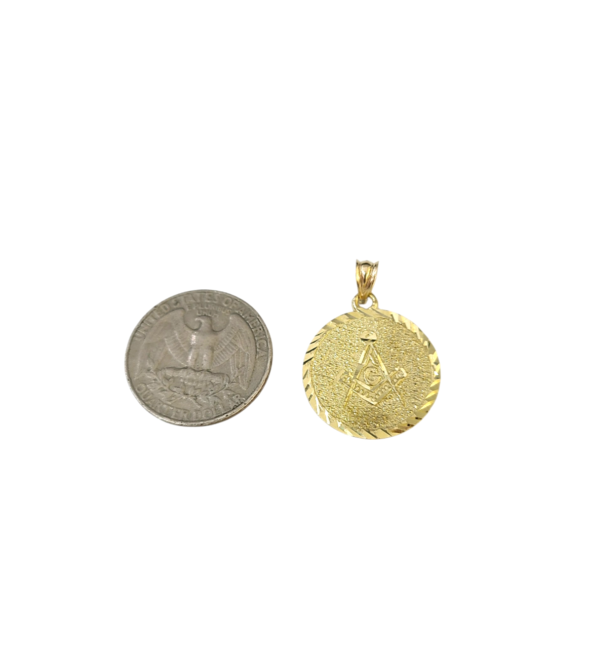 Real 10K Yellow Gold Masonic Freemason Medal Pendant Charm Genuine 10kt
