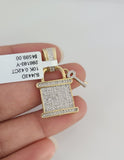 10k Yellow Gold Diamond Lock Key Charm Real 10Kt Pendant Natural Genuine