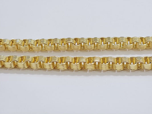 Real Gold Box Byzantine Chain Necklace 7.5mm 10K Yellow 24 Inches Men 10KT SALE