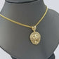10k Gold Charm Lion Head Pendant with Miami Cuban in 20 22 24 26 Inch Real Gold