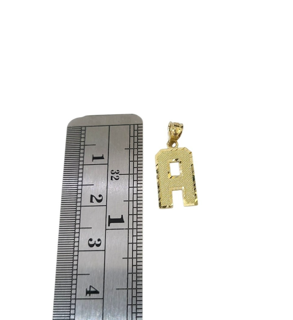 10K Yellow Gold A Initial Charm Pendant Alphabet Real 10kt Men Women