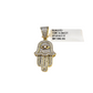 Real 10k Yellow Gold Hamsa Hand Diamond Charm Pendant 1.25'' inch Genuine 10kt