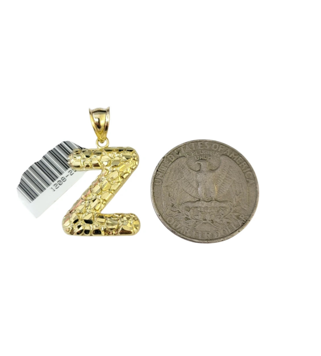 10k Gold Franco Chain Z Nugget Initial Charm Pendant Necklace SET 2.5mm 16"-26"