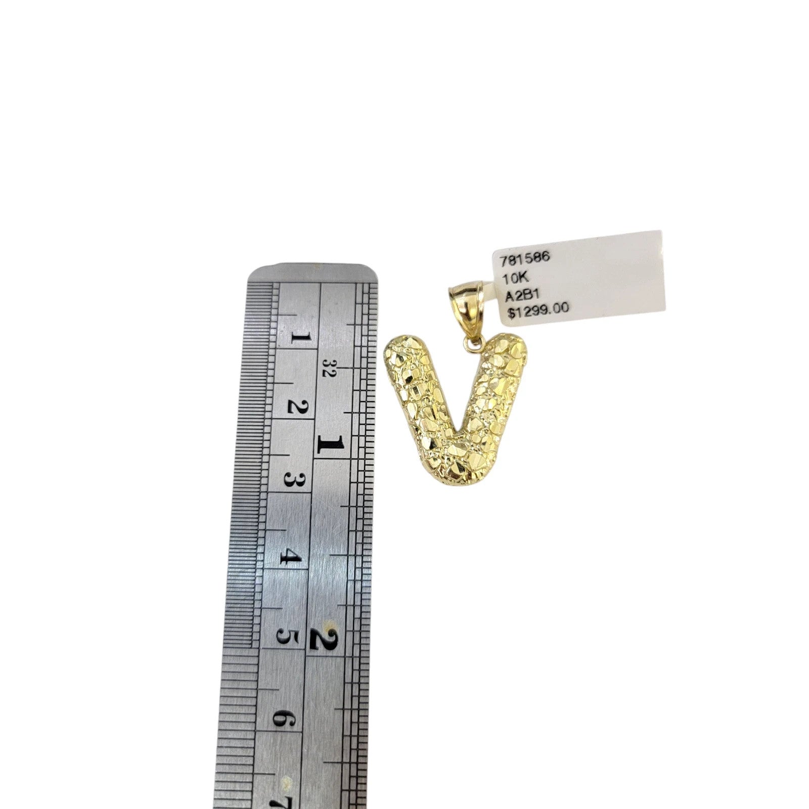 10k Gold Franco Chain 2.5mm 16"-26" V Nugget Initial Charm Pendant Necklace SET