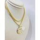 Real 10k Gold Franco Chain C Initial Charm Pendant Necklace SET 2.5mm 16"-26"