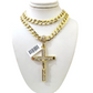 10k Yellow Gold Cuban Curb Chain Crucifix Cross Pendant Charm 8mm Necklace Men