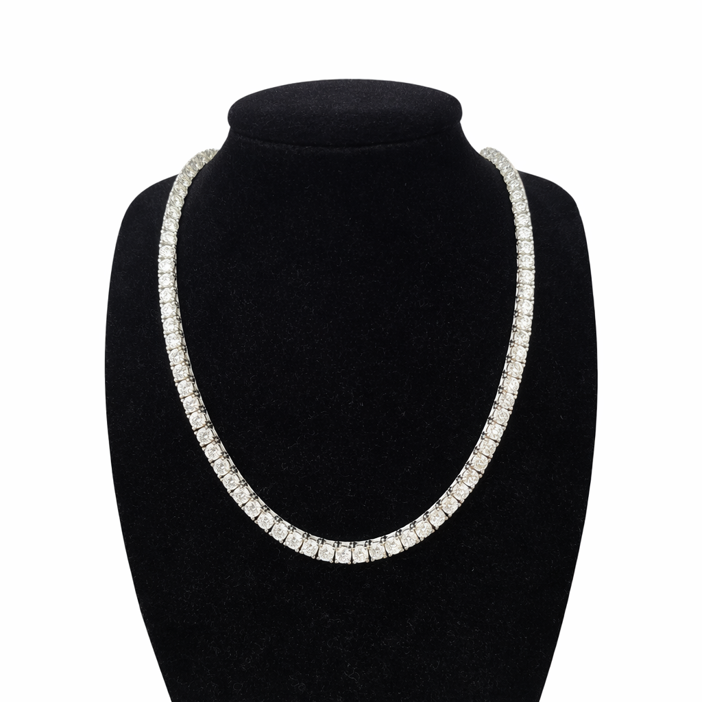 Real 925 Silver Moissanite Tennis Necklace Chain 22 Inch 4mm Women Men