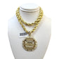 Real 10k Rope Chain Necklace Pendant Last Supper 7mm 20"-30" Set Gold Men
