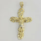 14k Yellow Gold Cross Nugget Jesus Crucifix Pendant 3.5 Inch 14kt Gold Mens REAL