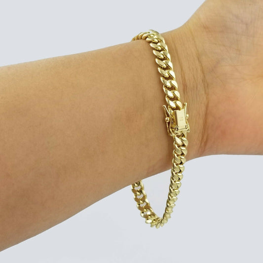10K Real Yellow Gold Miami Cuban Bracelet 6 mm Link 7" inch 10K Box Lock