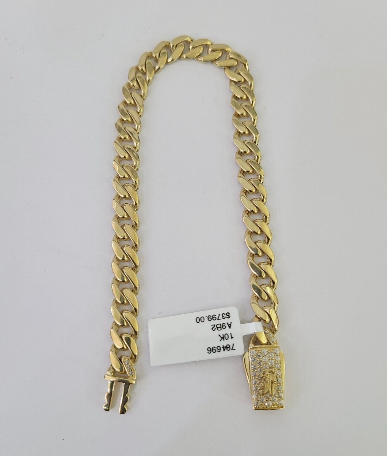 Real 10K Gold Royal Monaco Bracelet 8" Box Clasp 7mm Genuine Unisex