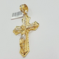 14k Yellow Gold Cross Jesus Crucifix Pendant 3 Inch 14kt CZ Charm Mens REAL 14kt
