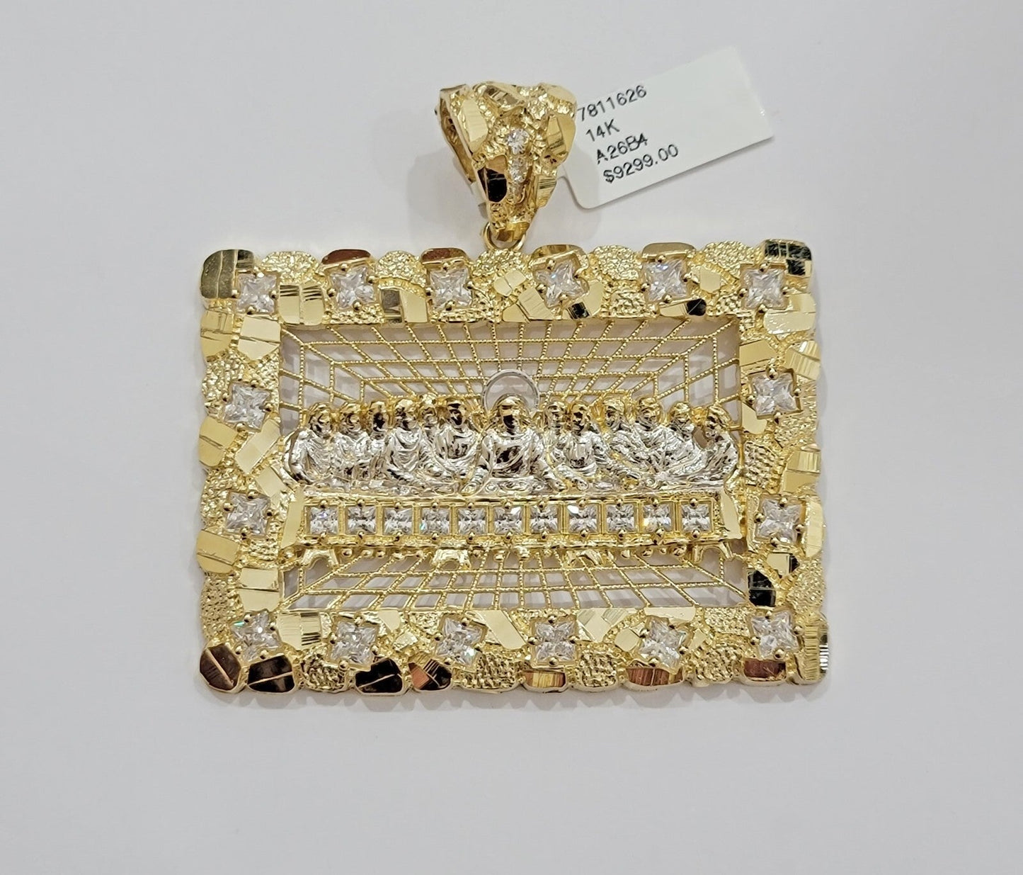 Men's Real 14k Yellow Gold Pendant Nugget Last Supper Charm Medallion 2" 14kt