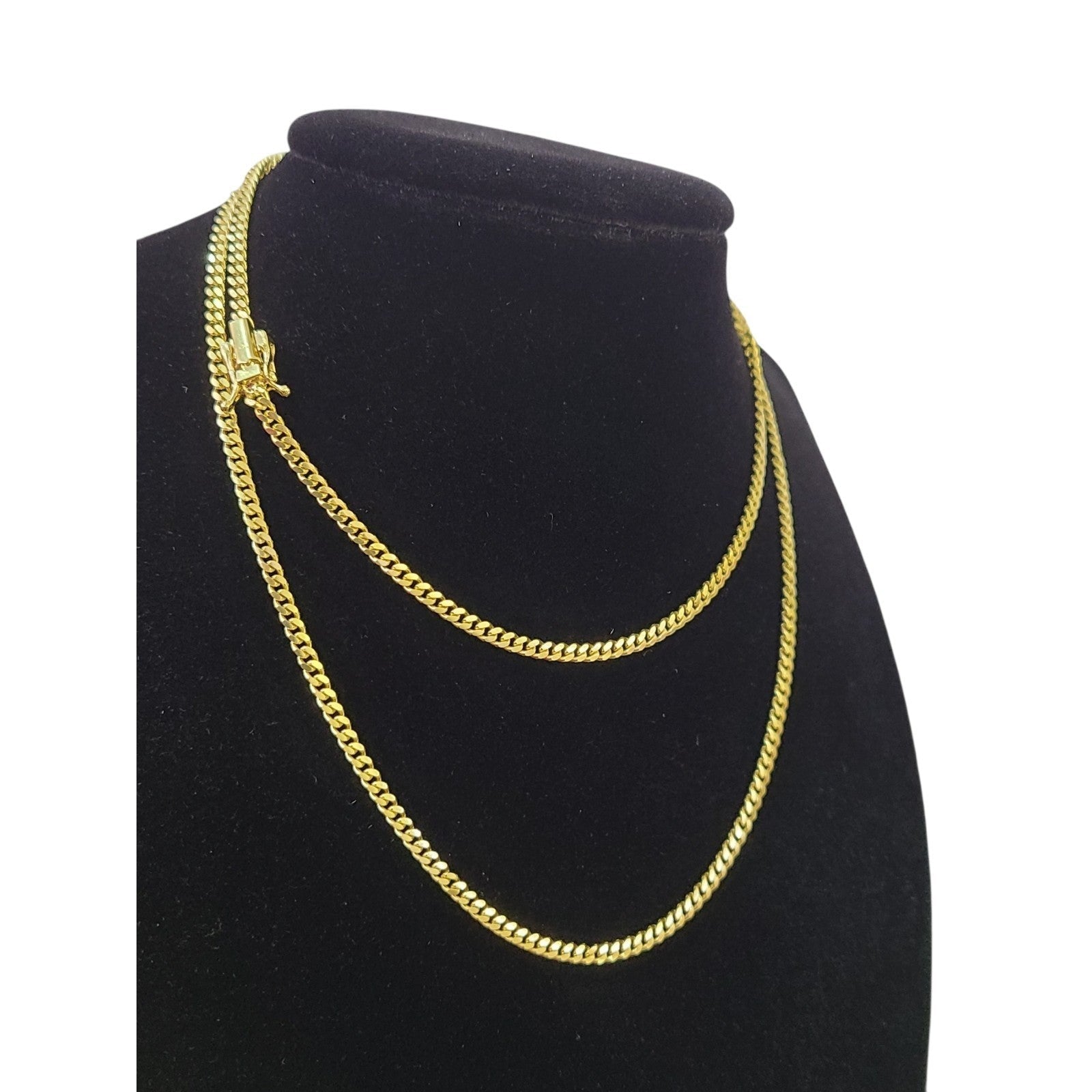 10k Solid Gold Miami Cuban Link Chain 2mm Necklace 18 20 22 24 Inches Men Women