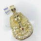 Real 10k Gold Egyptian Pharaoh Head Charm Pendant 2 Inch Men Women