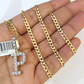 10k Gold Chain Necklace Cuban Curb P Diamond Initial Pendant Set 3mm 20"-30"