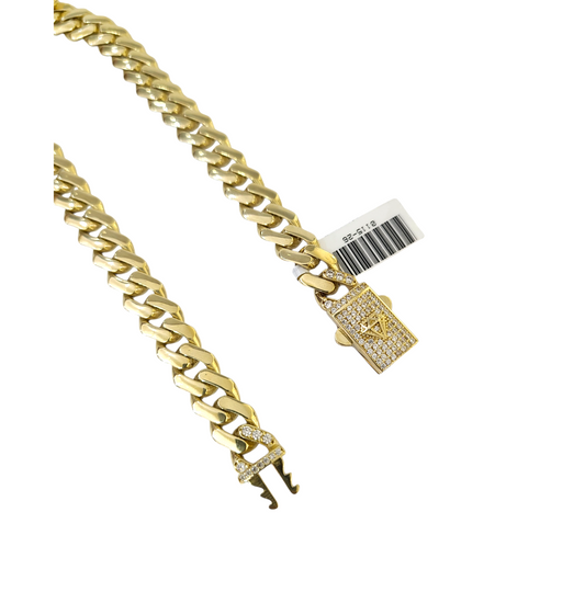 Real 10k Gold Chain 9mm Monaco Cuban Link Necklace 24'' Men's 10kt Yellow Gold