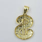 10k Real Yellow Gold Dollar sign $ Charm Nugget Cut Pendant For Lucky Men Women