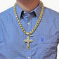 Real 10k Yellow Gold Jesus Cross Charm pendant 3.75" With cubic Zirconia for Men