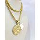 10k Yellow Gold Palm Chain Nugget Last Supper Pendant Charm 3mm SET Necklace