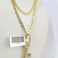 10k Gold Chain Necklace Cuban Curb L Diamond Initial Pendant Set 3mm 20"-30"