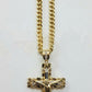 Real 10k Yellow Gold Jesus Cross Pendant 10k 22Inch 8mm Cuban Chain Box Lock