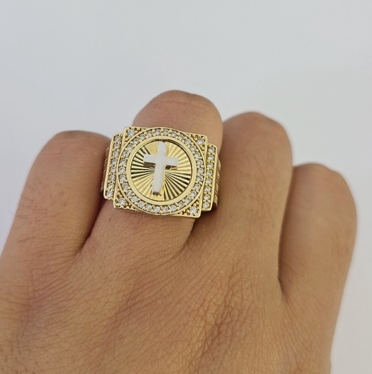10k Jesus Cross Ring Casual Band Yellow Gold Genuine Brand New Religious