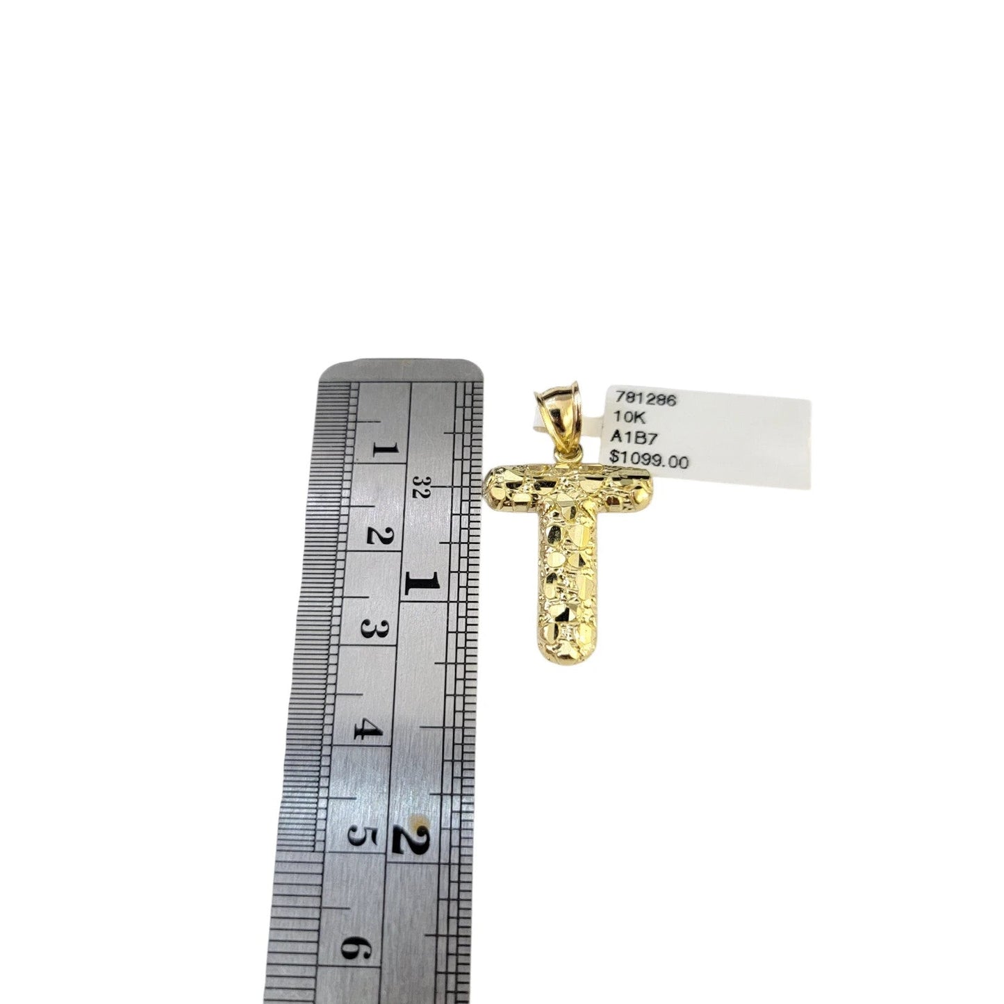 Real 10k Rope Chain Necklace T Nugget Initial Charm 3mm 18"-28" Set Pendant Gold
