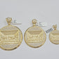 Real 10k Gold Pendant Charm Last Supper Jesus 10kt Yellow Gold With Stones , New