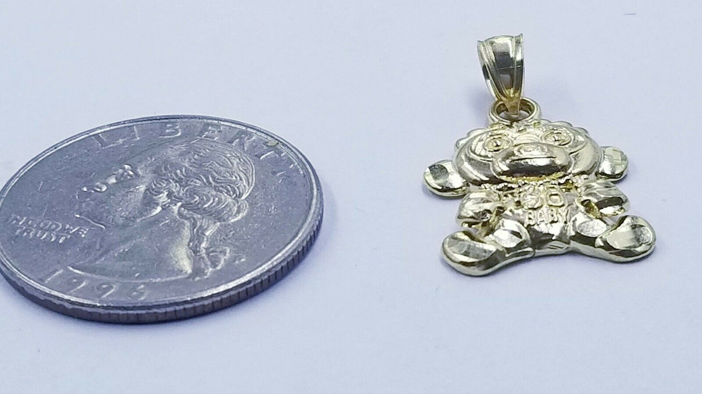 10k Yellow Gold 38 Baby Charm Diamond Cut 2.5mm 18"- 28" Rope Chain Pendant