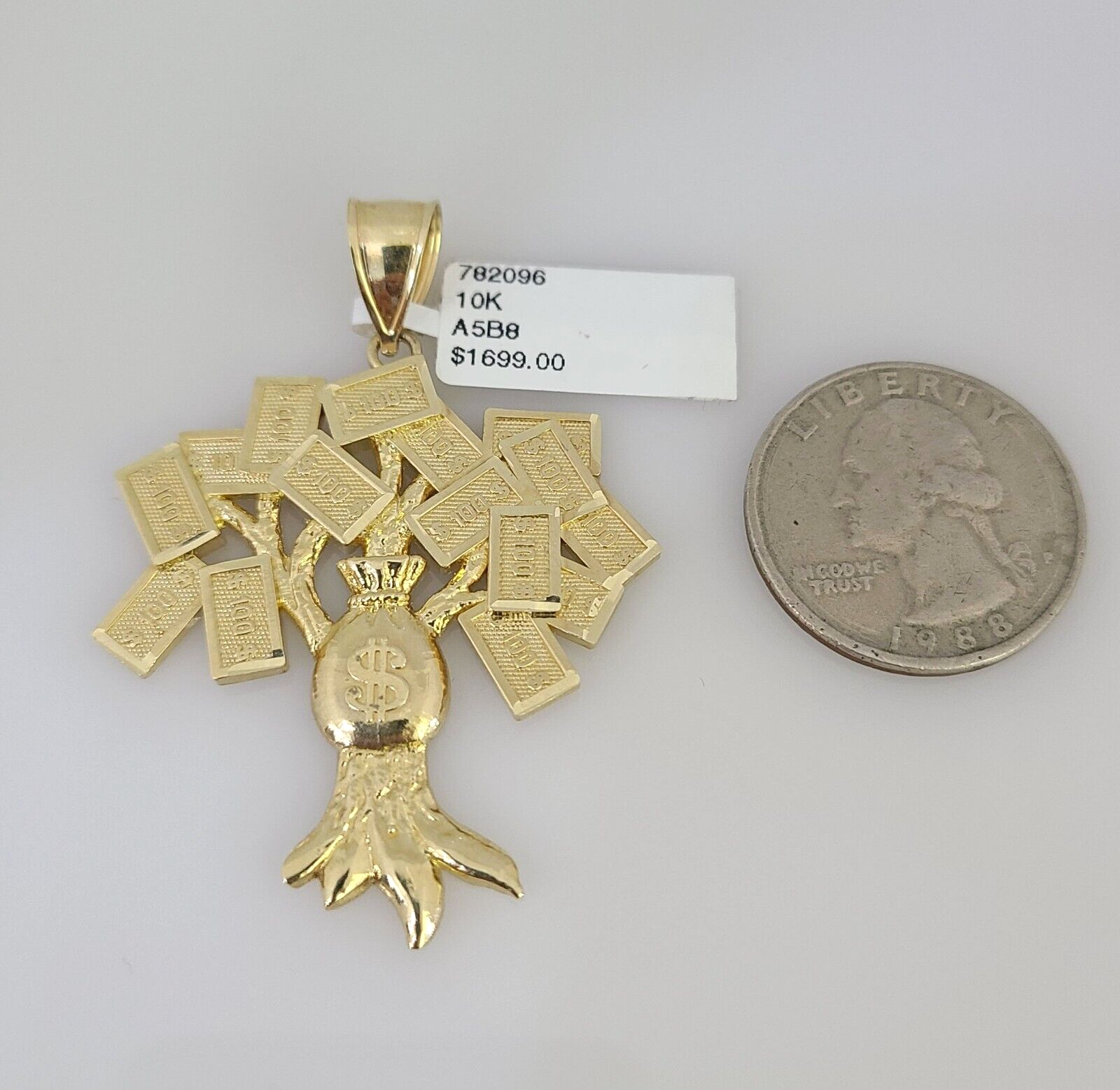 10k Money Tree Charm Pendant Men's REAL 10Kt Yellow Gold Genuine