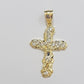 Real 10k Gold Jesus Cross Charm Chain Set Miami Cuban Link Necklace 2.5mm 18-26"