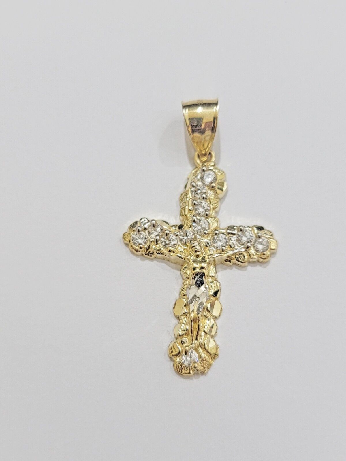 Real 10k Gold Jesus Cross Charm Chain Set Miami Cuban Link Necklace 2.5mm 18-26"