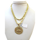 10k Gold Milano Chain Nugget Last Supper Pendant Charm 18"-28" 3mm SET Necklace