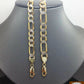 10k Yellow Gold Diamond Cuts Men's Cuban Figaro Link Bracelet, 8Inches, 9Inches