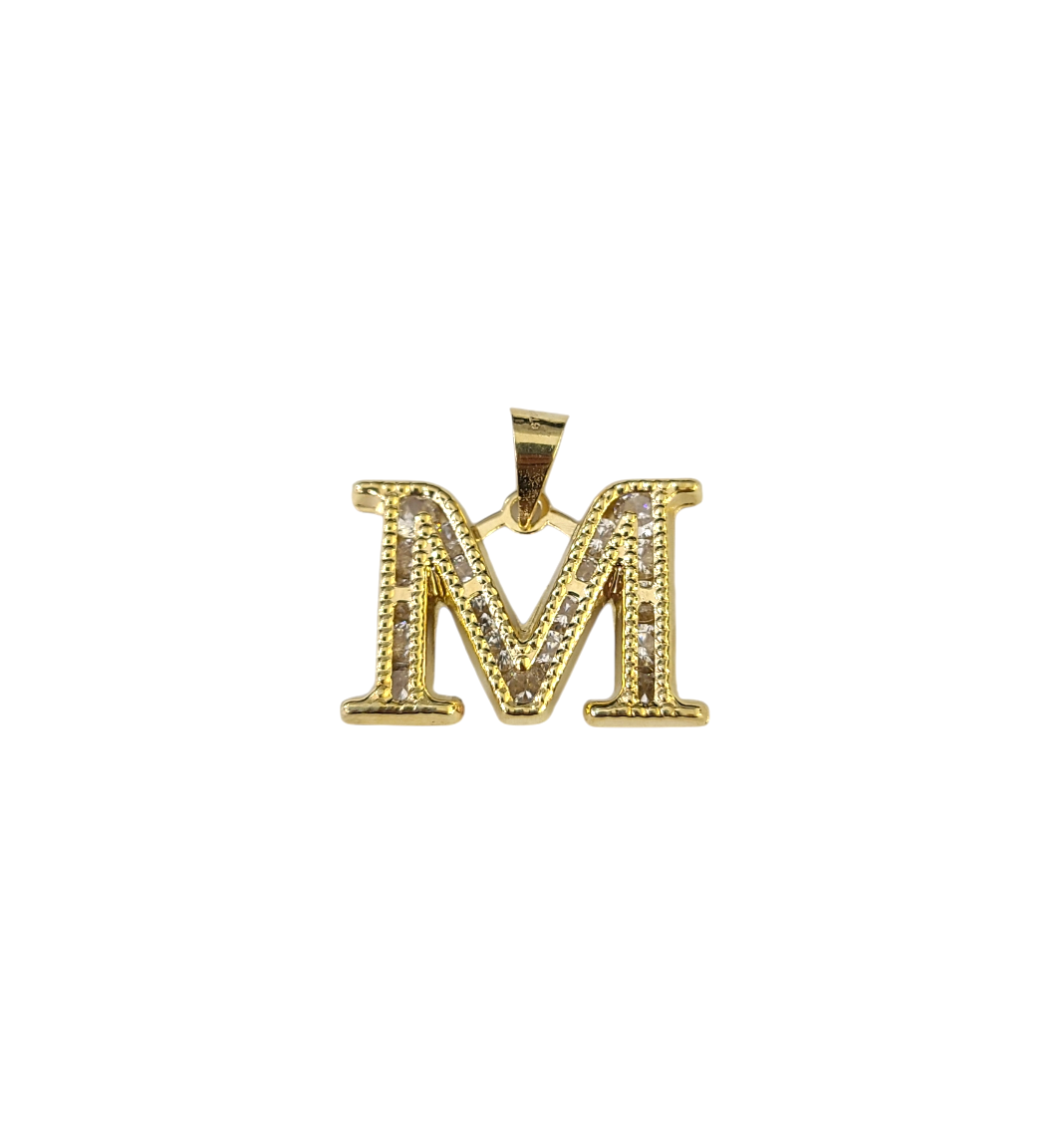 10k Gold Cuban Curb Chain Necklace M Initial Alphabet Pendant Charm 3mm Necklace