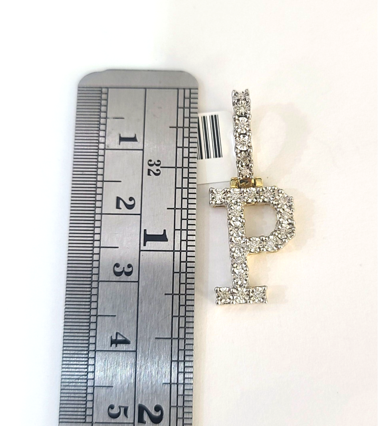 REAL 10k Yellow Gold Palm Chain P Diamond Initial Pendant Charm 3mm SET Necklace