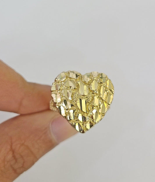 Ladies Ring 10k Nugget Heart Ring Yellow Gold REAL Genuine