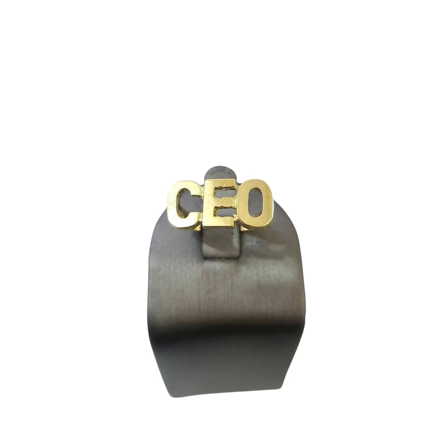 Real 10K Gold CEO Ring Mens Letter Band Bold Statement Hip Hop Design