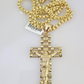 Real 10k Gold Byzantine Necklace Jesus Cross Charm SET Chain 20"-30" 4mm