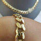 10k Yellow Gold Royal Miami Cuban Chain Bracelet 9" Set 10mm Monaco Necklace 24"