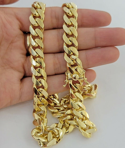 10mm Miami Cuban Link Chain Solid Necklace 10k Yellow Gold 26" Real Gold Sale