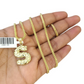 10k Gold Franco Chain 2.5mm 16"-26" S Nugget Initial Charm Pendant Necklace SET