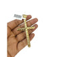 10k Yellow Gold Cuban Curb Chain Crucifix Cross Pendant Charm 8mm Necklace Men