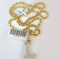 10k Rope Chain L Diamond Initial Charm Necklace Pendant Set 2mm 18"-24" Gold