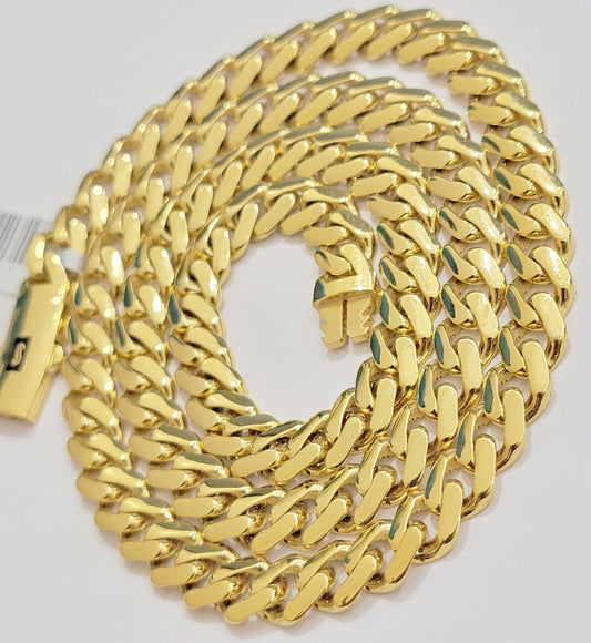 REAL 10k Yellow Gold Chain Necklace Miami Cuban Royal Monaco Link 9mm 20-28 Inch